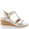 HEAVENLY FEET WOMENS WEDGE STRAP SANDAL - SILVER